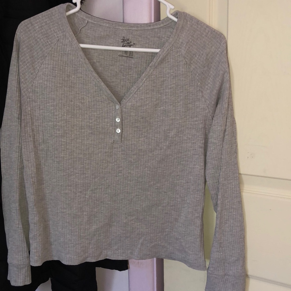 Primark Gray V-neck Pajama Top